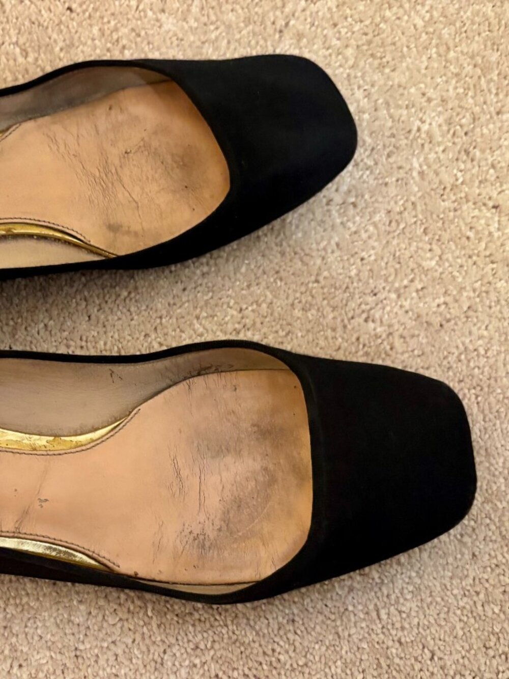 Tory Burch Black Flats Regina Square Toe Low Block Heels Size 11 - Picture 4 of 7